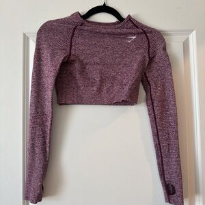 Gymshark Women's Maroon Long Sleeve Crop Top